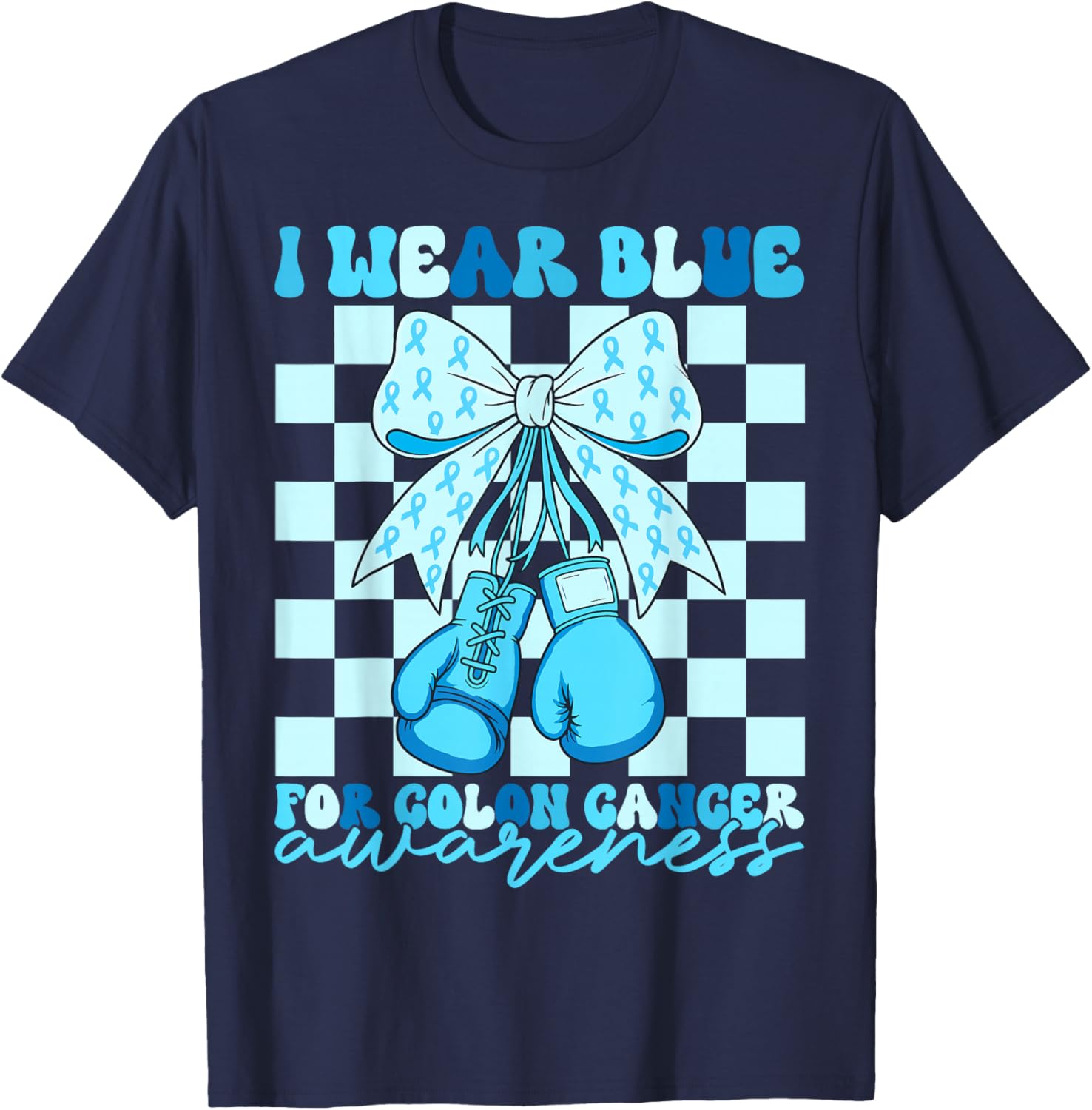 I Wear Blue for Colon Awareness Coquette Boxing Gloves Women T-Shirt - T-Shirt | Navy