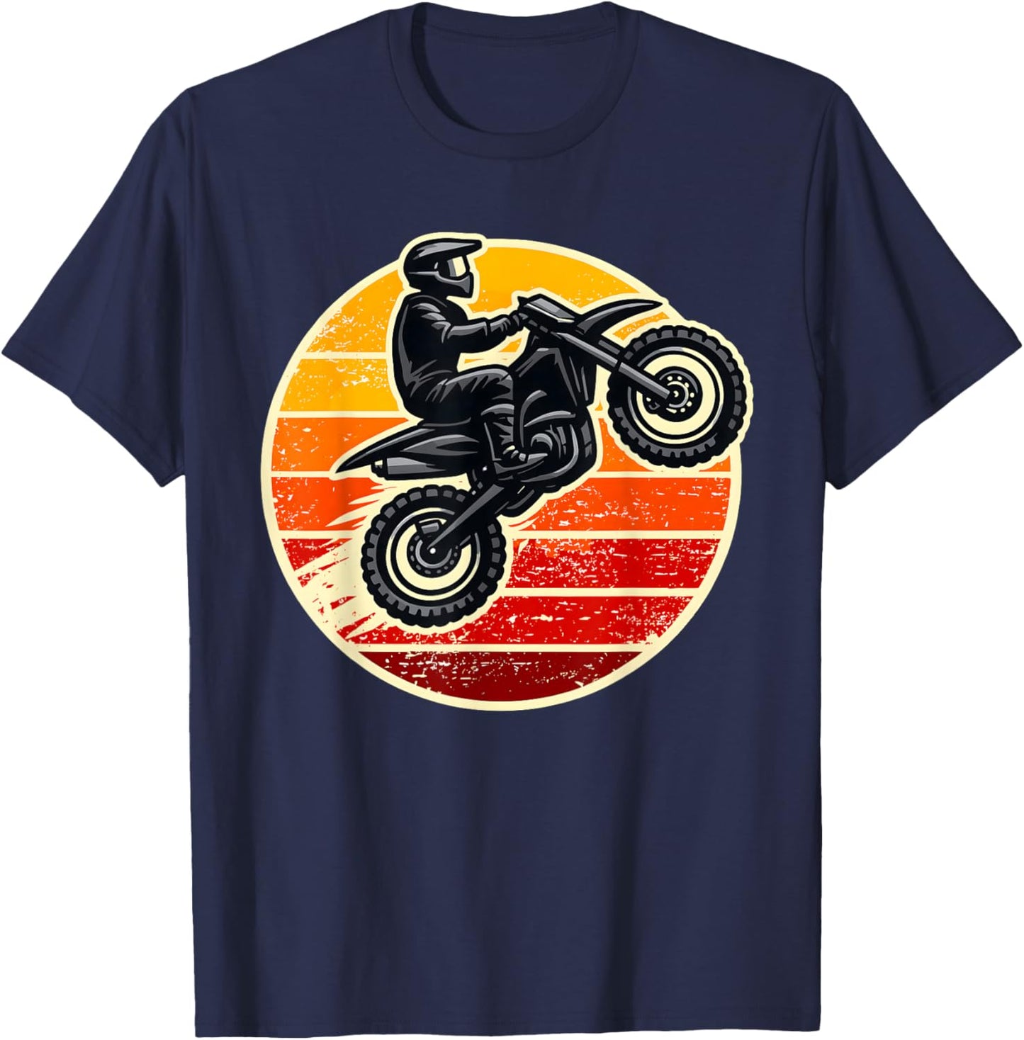 Dirt Bike Sunset Motocross Men Women Kids Girls Boys T-Shirt - T-Shirt | Navy