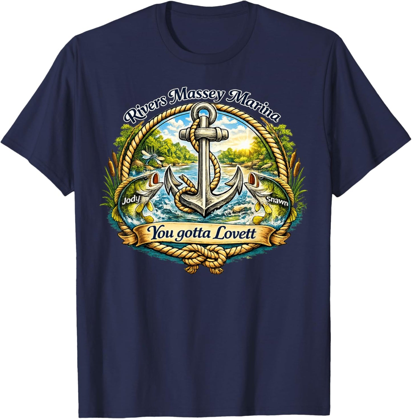 Rivers Massey Marina – Jody & Shawn Bass Logo T-Shirt - T-Shirt | Navy