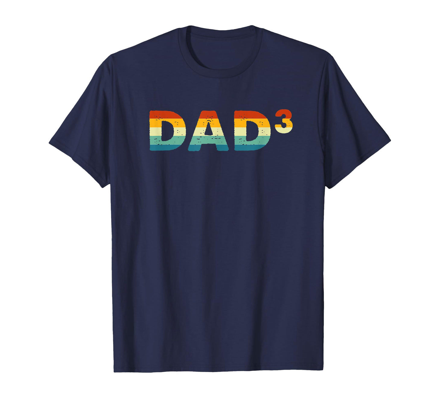 Men Vintage Daddy Of 3 Kids Funny Dad Cubed Father's Day T-Shirt