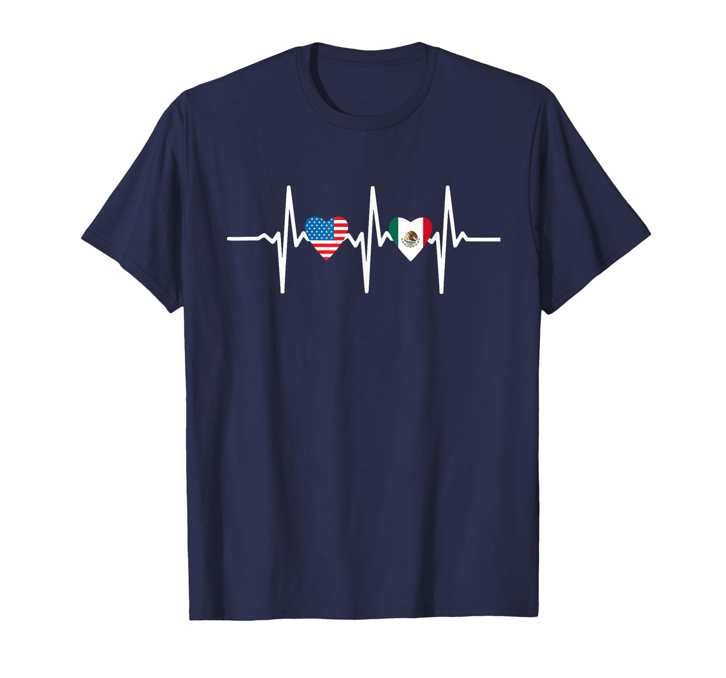 Half Mexican And American Mexico America Usa Heartbeat Love T-Shirt