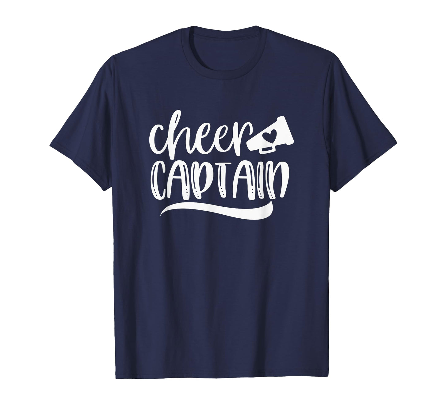 Womens CHEER CAPTAIN, Megaphone with Heart Accent T-Shirt