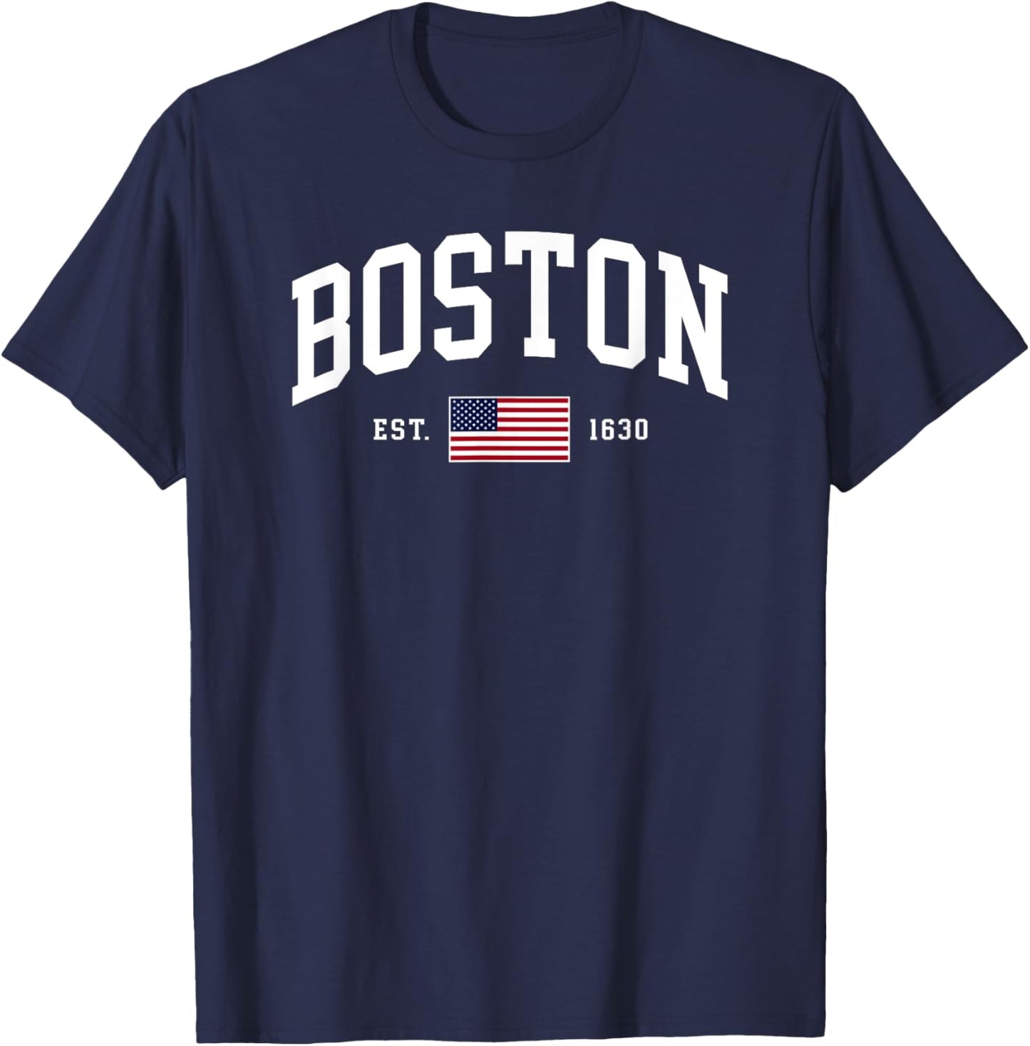 Boston Massachusetts July 4th US Flag Retro Throwback T-Shirt