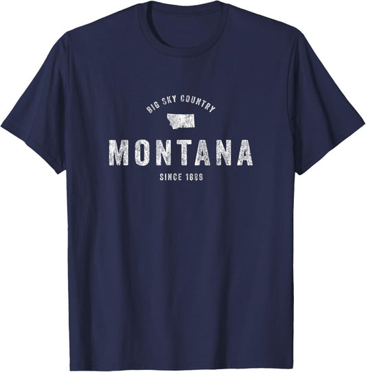 Montana T Shirt Vintage Sports Design Retro MT Tee T-Shirt