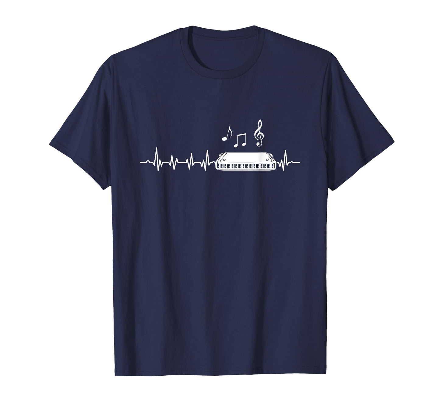 Harmonica Heartbeat Musician Blues Harmonica Player T-Shirt
