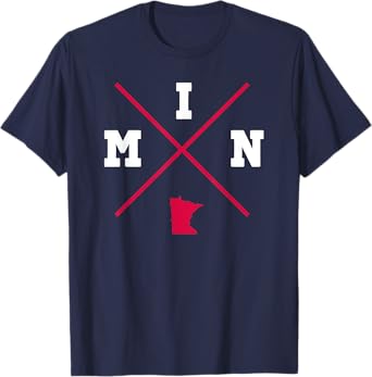 Classic MIN Minnesota Red Vintage State Outline T-Shirt
