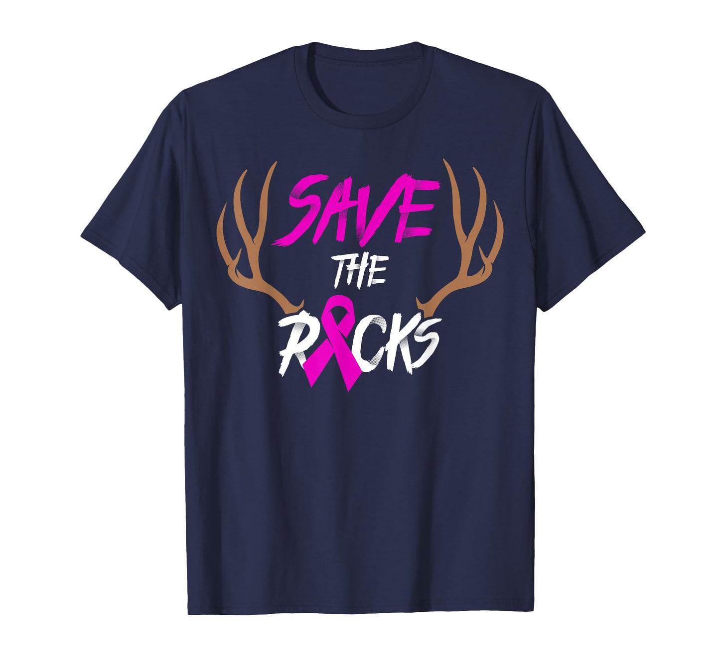 Save The Racks TShirt, Deer Antlers Breast Cancer Ribbon T-Shirt