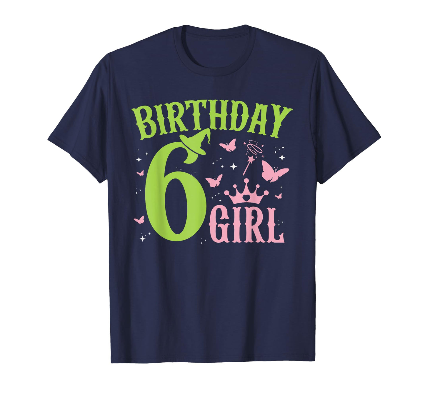 Green Pink Theme 6 Year Old Birthday Girl Witch Party Bday T-Shirt
