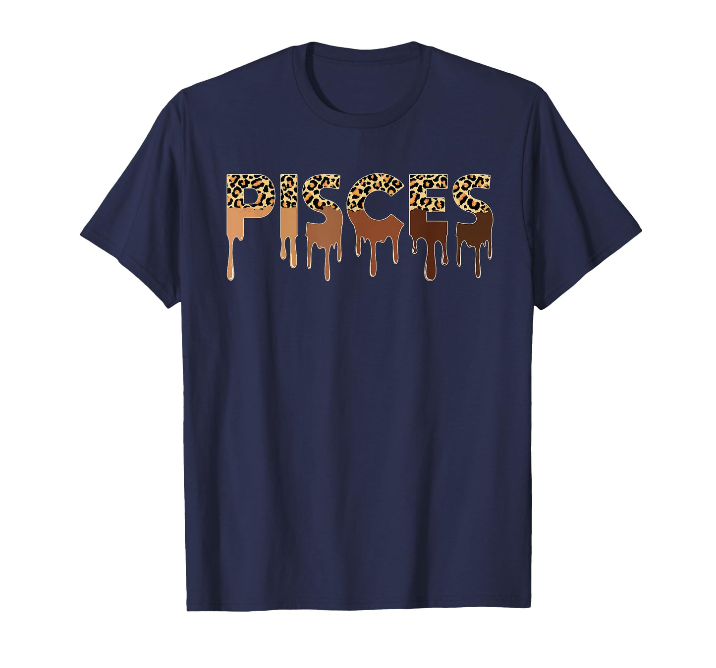 Pisces Zodiac Shirt Afro Black Women Leopard Dripping T-Shirt