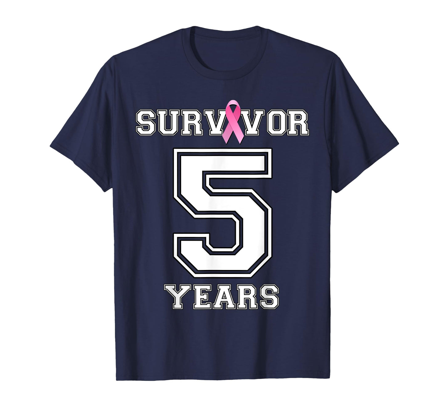 5 Years Breast Cancer Survivor Gifts For Women Pink Ribbon T-Shirt