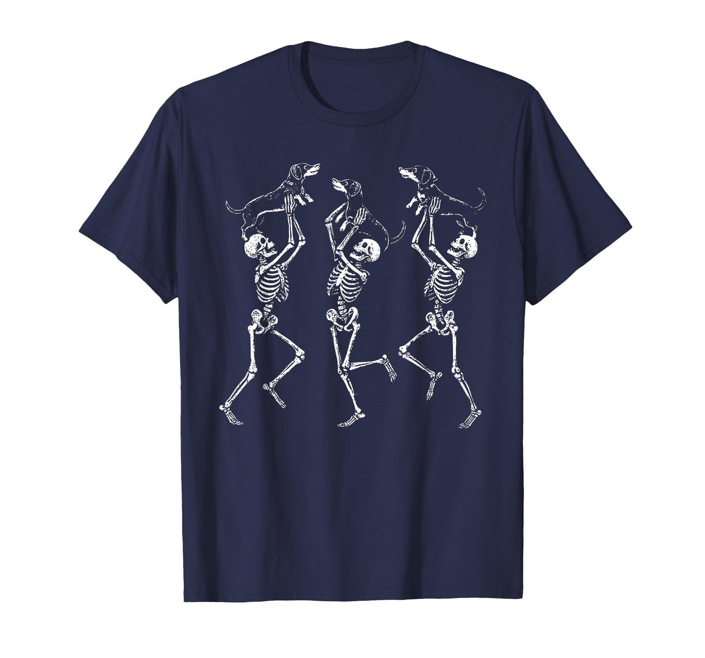 Retro Dancing Skeletons Dachshund Cute Halloween Dog T-Shirt