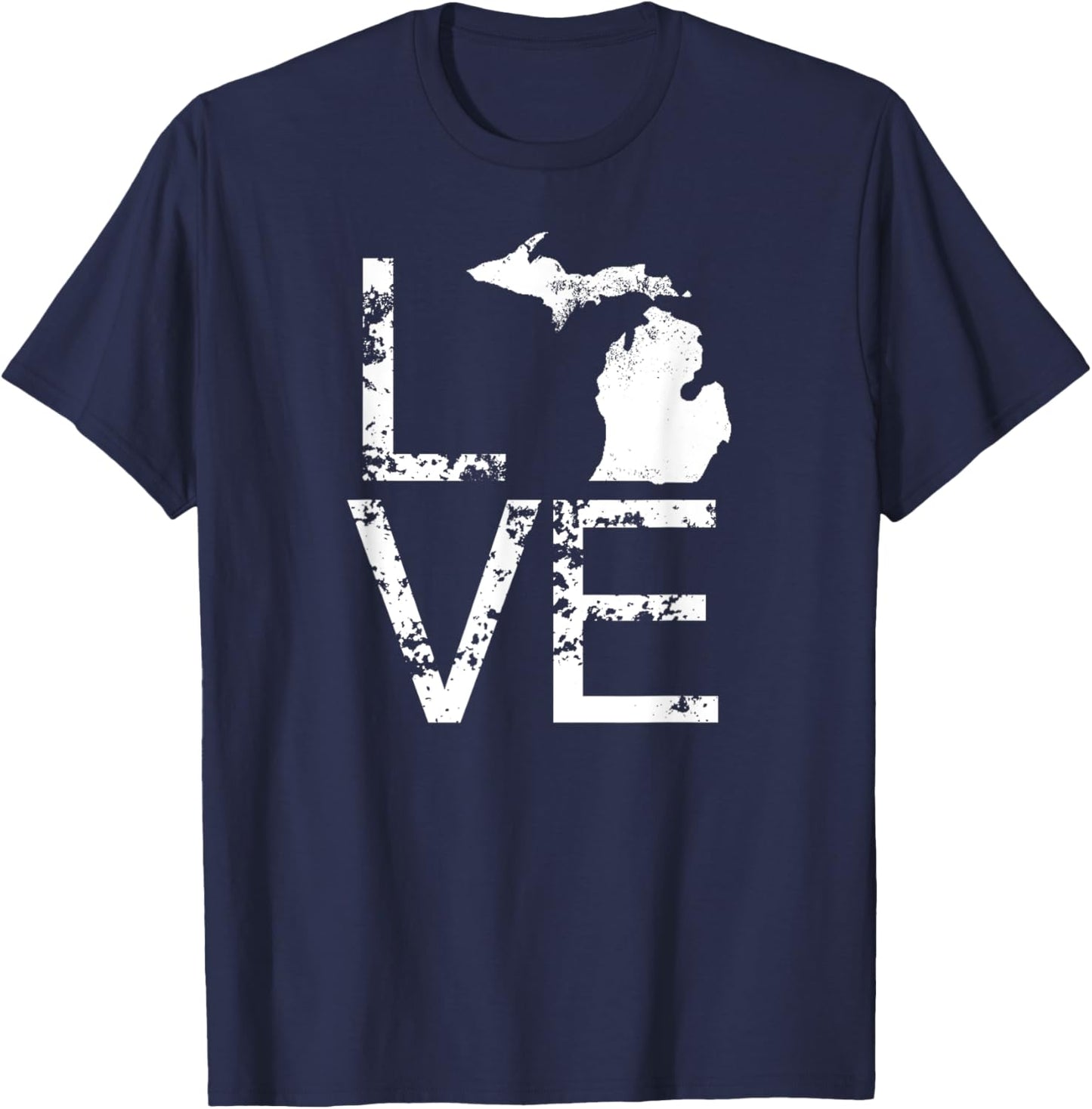 Michigan Love MI State Home Pride Map Distressed T-Shirt