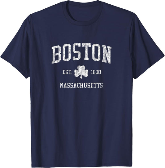 Boston MA T-Shirt Vintage Shamrock Sports Design Tee T-Shirt