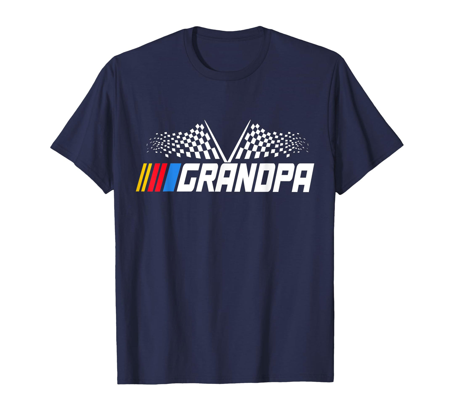 Grandpa Race Car Fan Checkered Flag funny Grandpa's Race Day T-Shirt