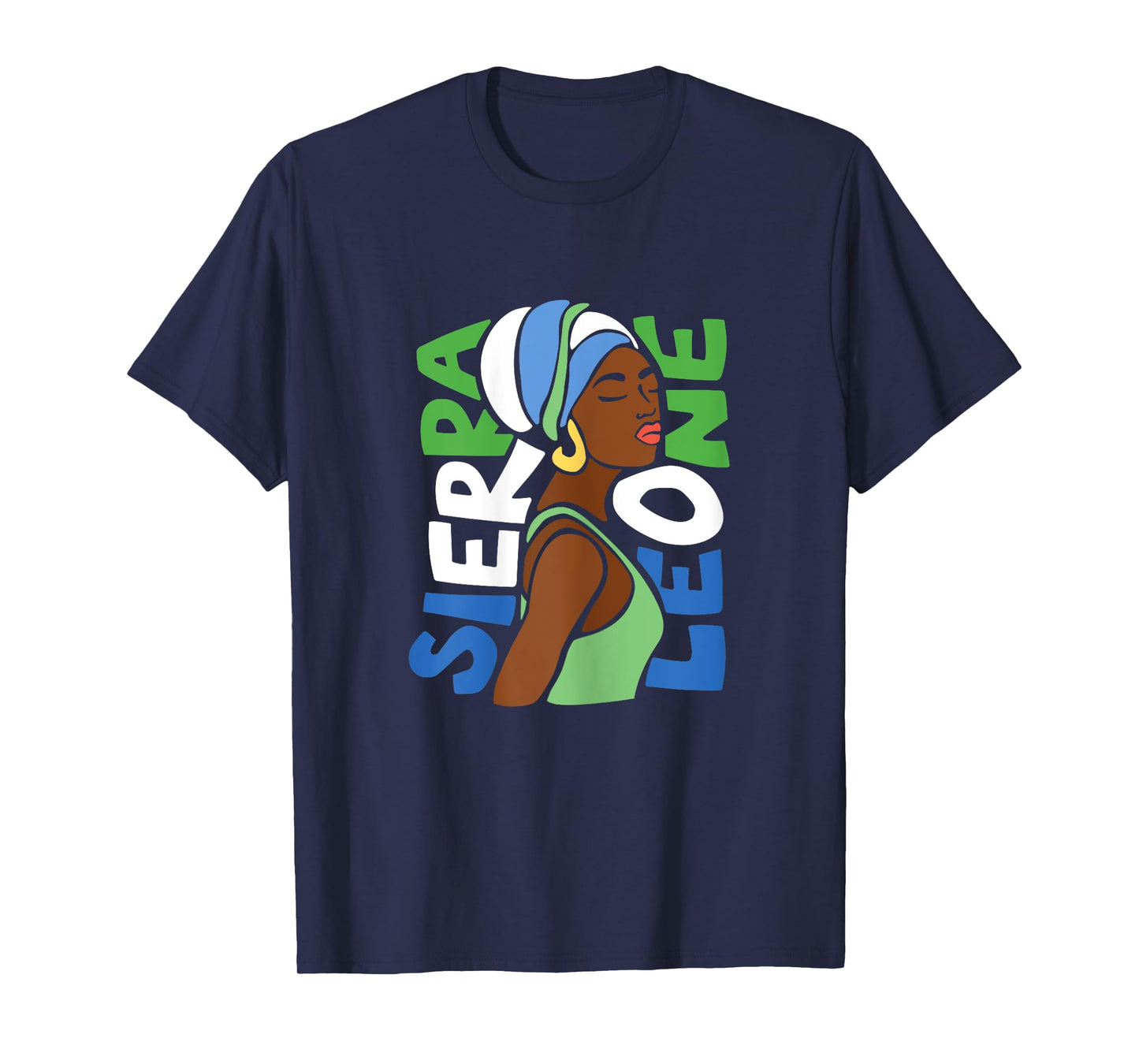 Sierra Leone Flag Ethnic African Heritage Black Woman Africa T-Shirt