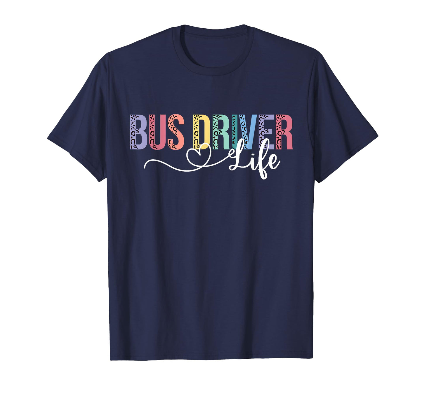 Cute Bus Driver Life Leopard Print Back To School Gift Women T-Shirt