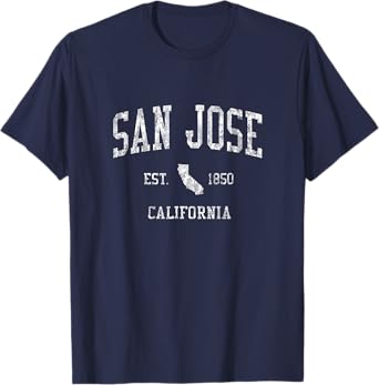 San Jose California T-Shirt Vintage Sports Design SJ CA Tee T-Shirt