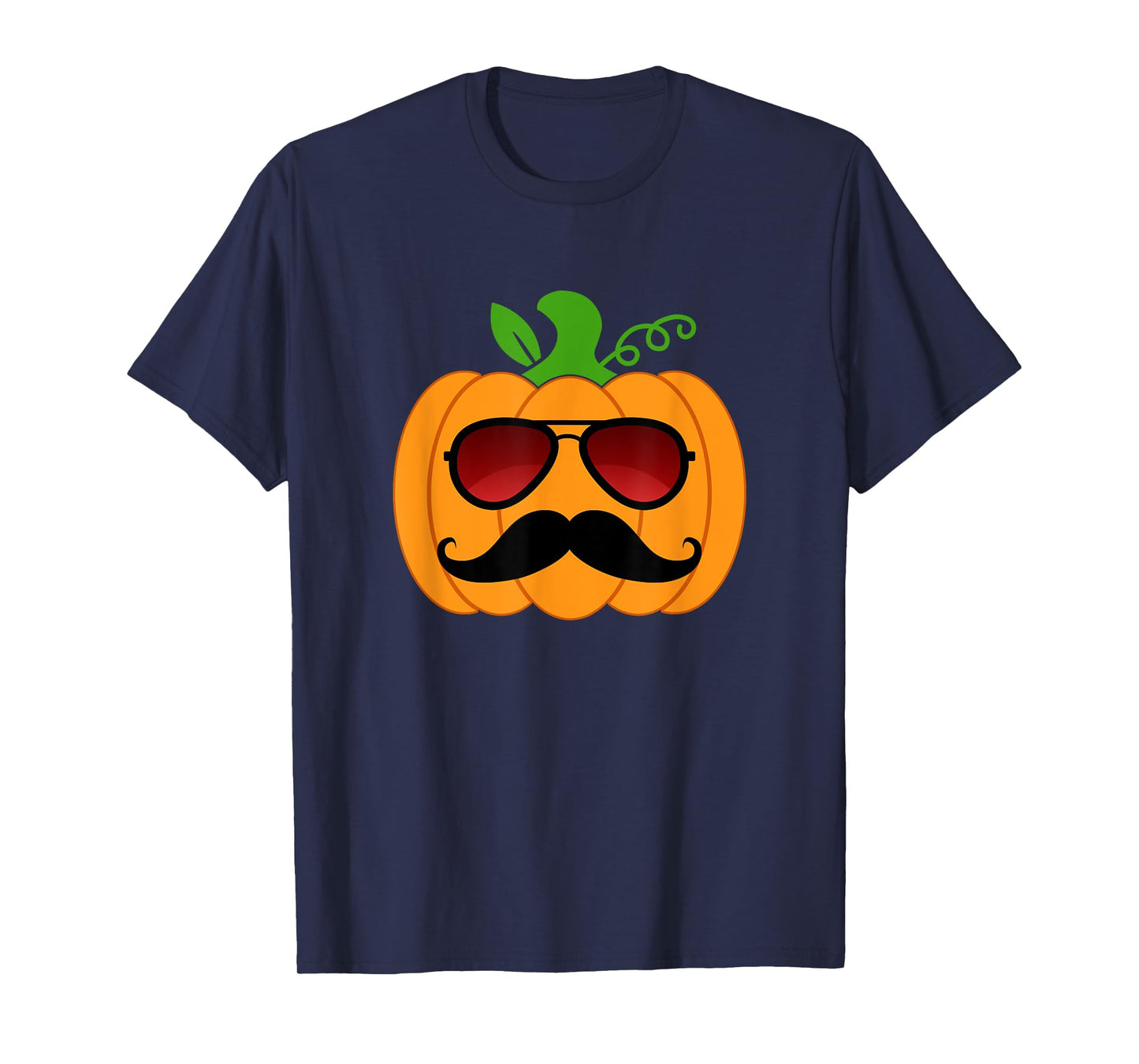 Funny Pumpkin Mustache Sunglasses Halloween Dad Daddy Men T-Shirt