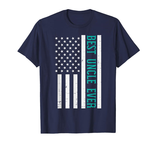 Best Uncle Ever US Flag Vintage Fathers Day Patriotic Men T-Shirt