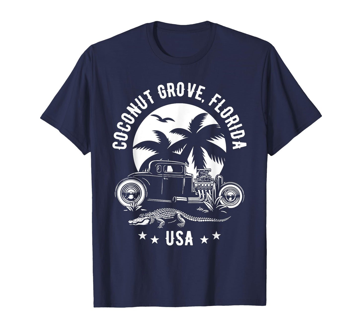 Coconut Grove Florida Sunset Hotrod Retro Design T-Shirt