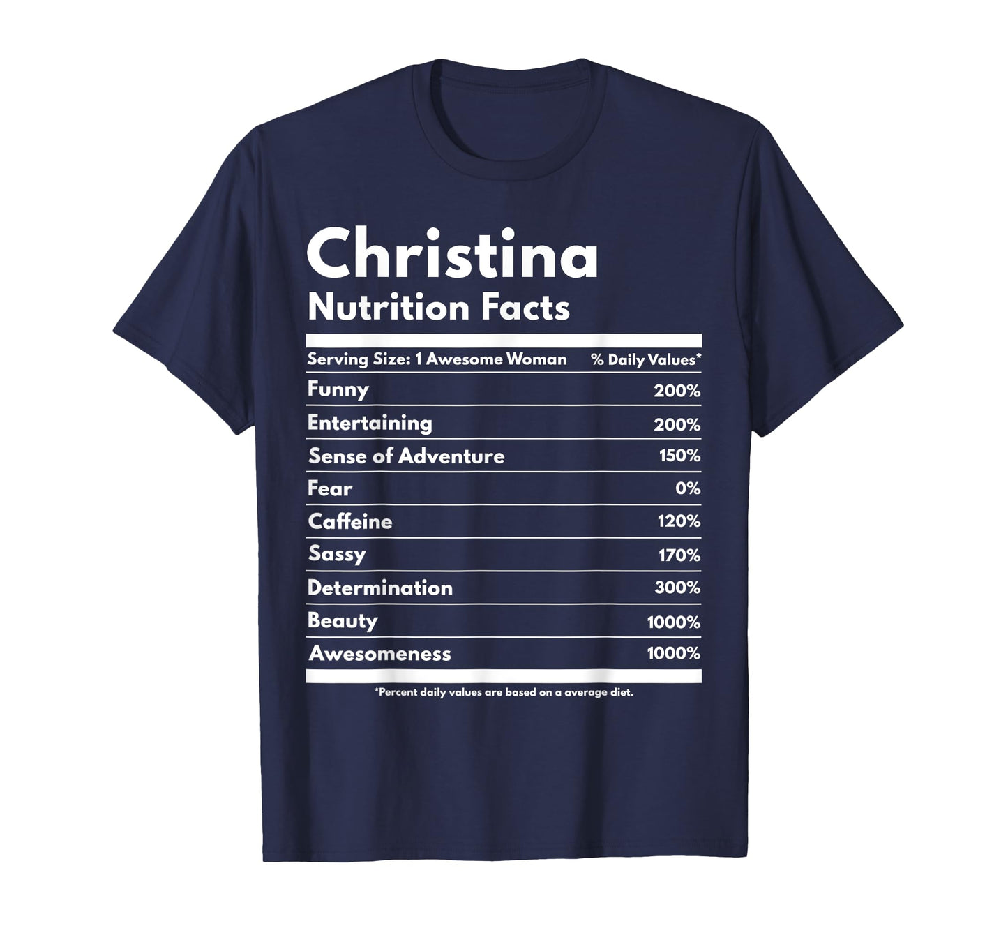 Christina Nutrition Facts Funny Personalized Name Christina T-Shirt