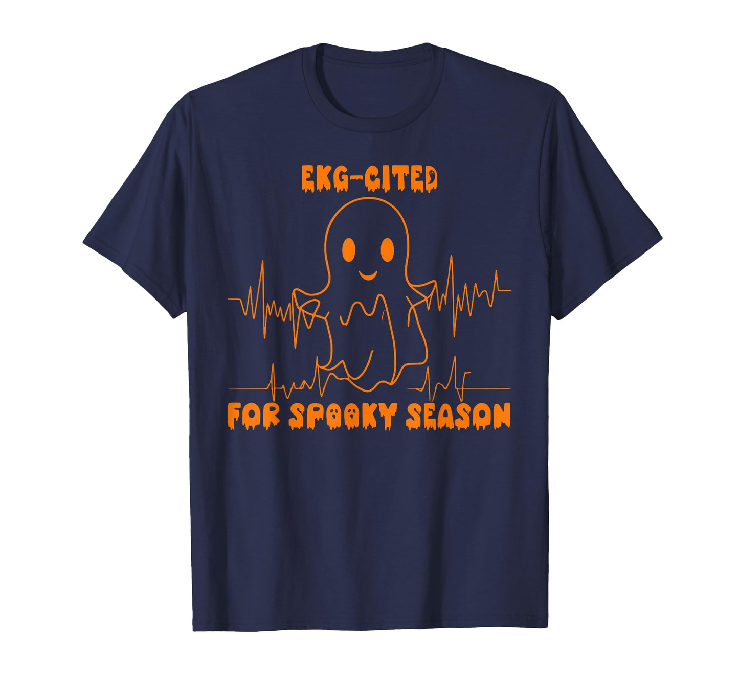 Heartbeat EKG Cited Spooky Cardiac Nurse Ghost Halloween T-Shirt
