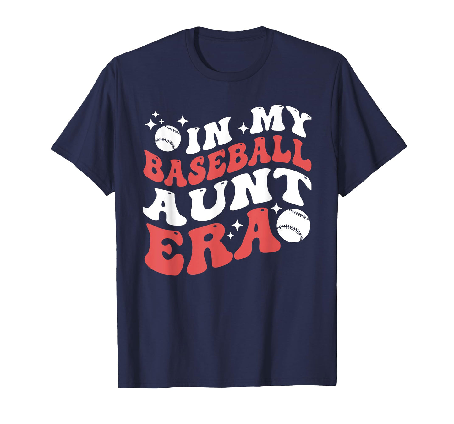 In My Baseball Aunt Era Groovy Vintage Baseball Aunt T-Shirt