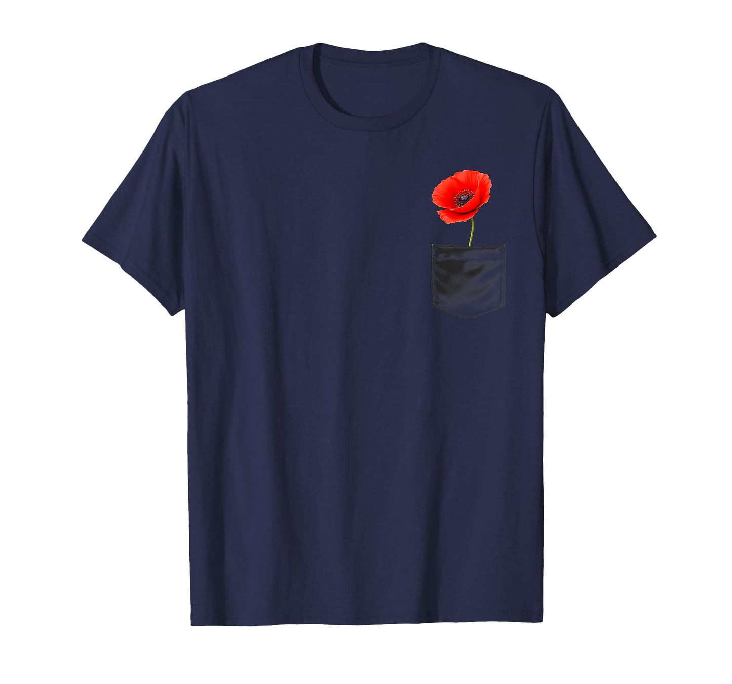 Cute Red Poppy Flower in Pocket Memorial Day USA Memorial T-Shirt