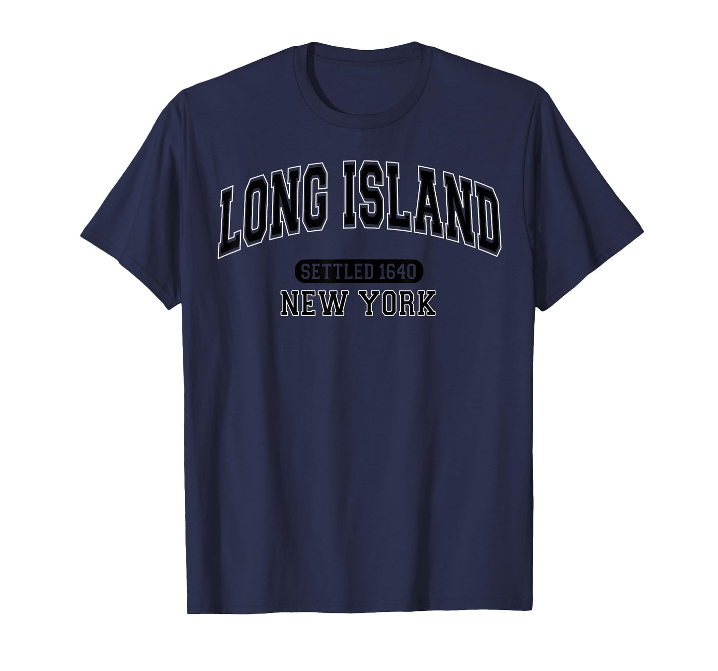 Long Island New York NY Sports Vintage Arched Black T-Shirt