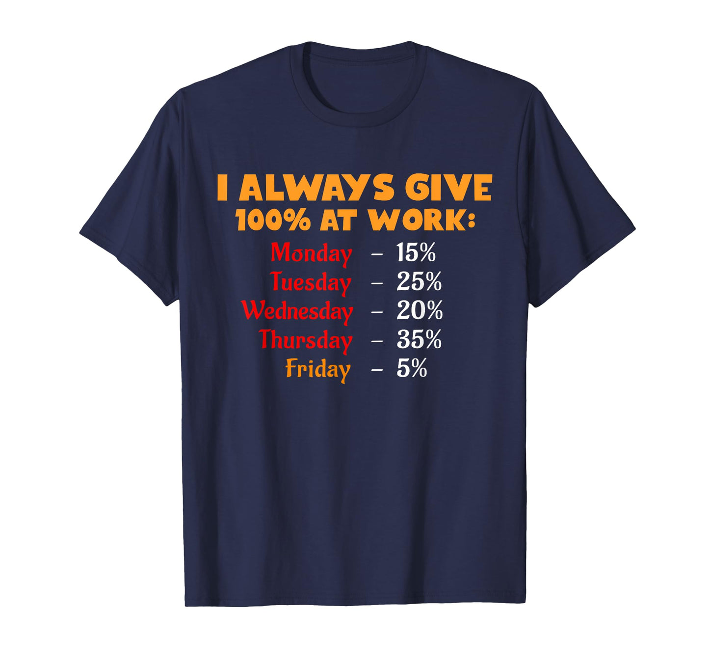 Funny I Always Give 100 Percent At Work Labor Day Men Women T-Shirt