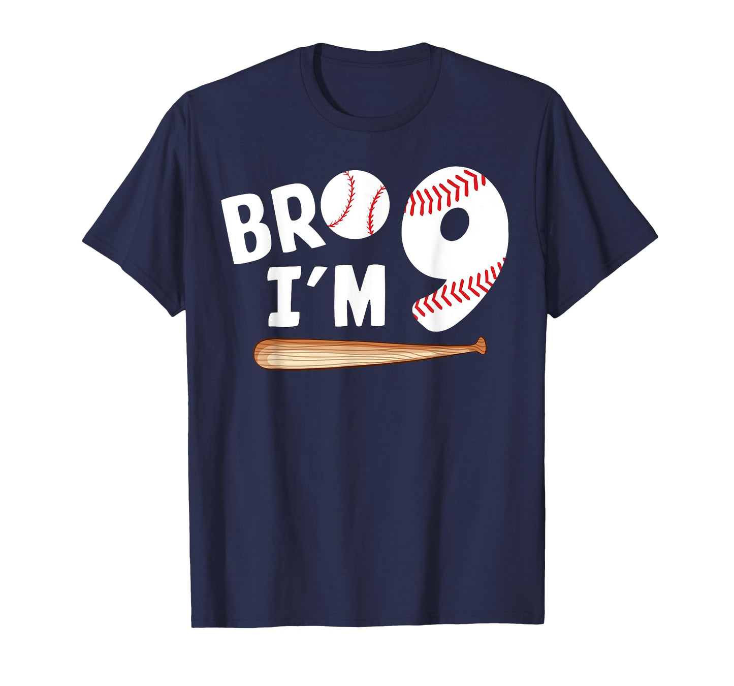 9th Birthday Shirt Boy Bro I'm 9 Year Old Baseball Theme T-Shirt