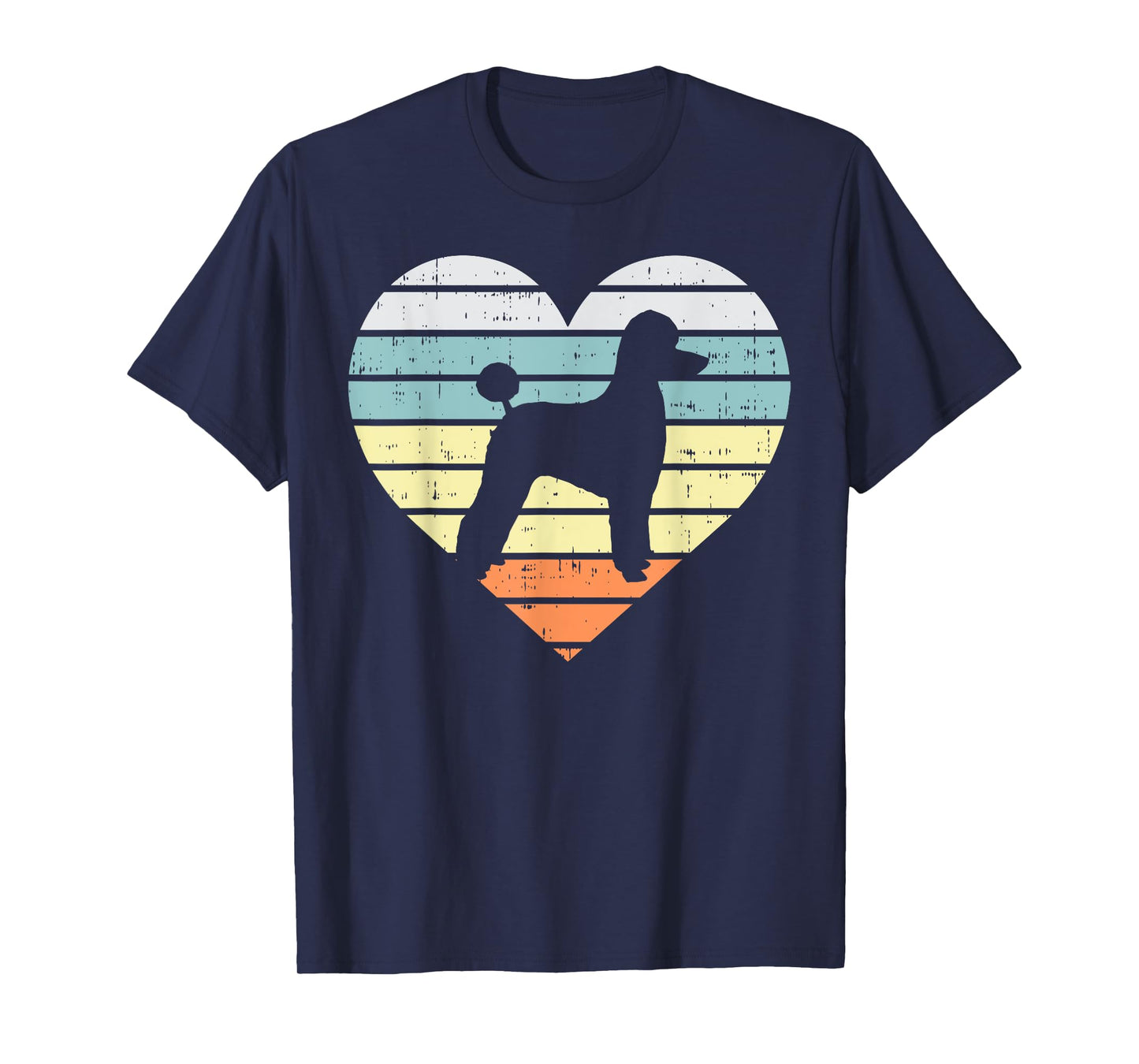 Poodle Silhouette Heart Sunset Retro Dog Lover Owner Gift T-Shirt
