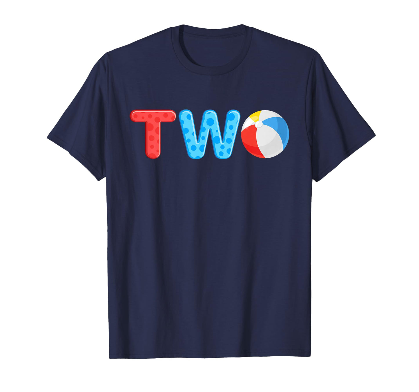 2nd Birthday Two Year Old Beach Ball Theme Summer Pool Party Kids T-Shirt