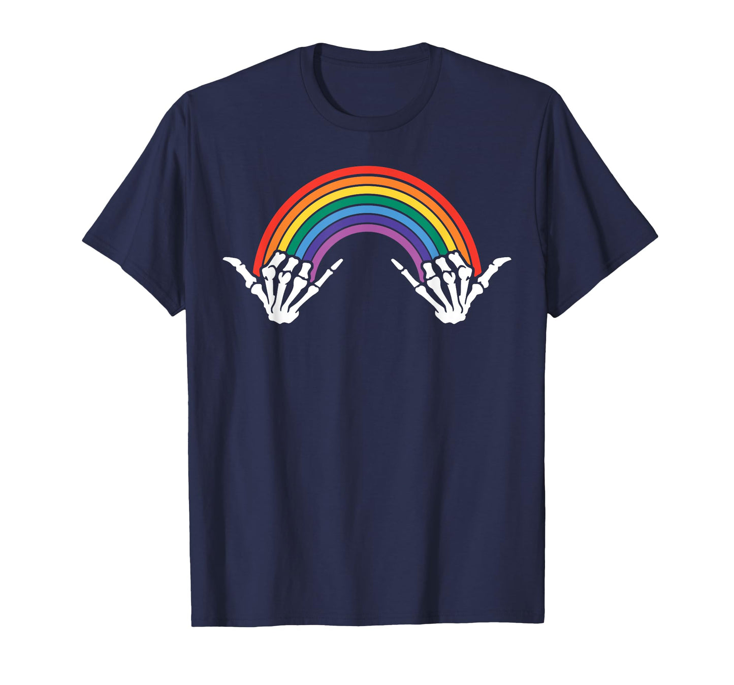 Gothic Rainbow Pride Skeleton Hands Art Colorful Bones LGBTQ T-Shirt
