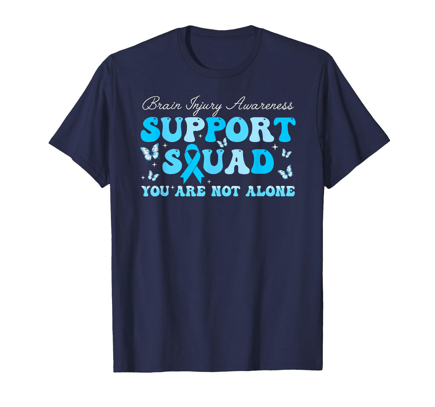 Retro Support Squad Brain Injury Awareness Blue Ribbon T-Shirt