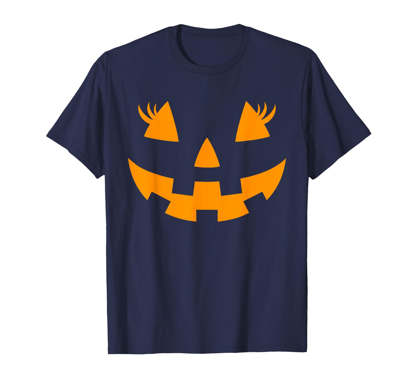 Jack O Lantern Face Pumpkin Eyelashes Hallowen Costume Funny T-Shirt