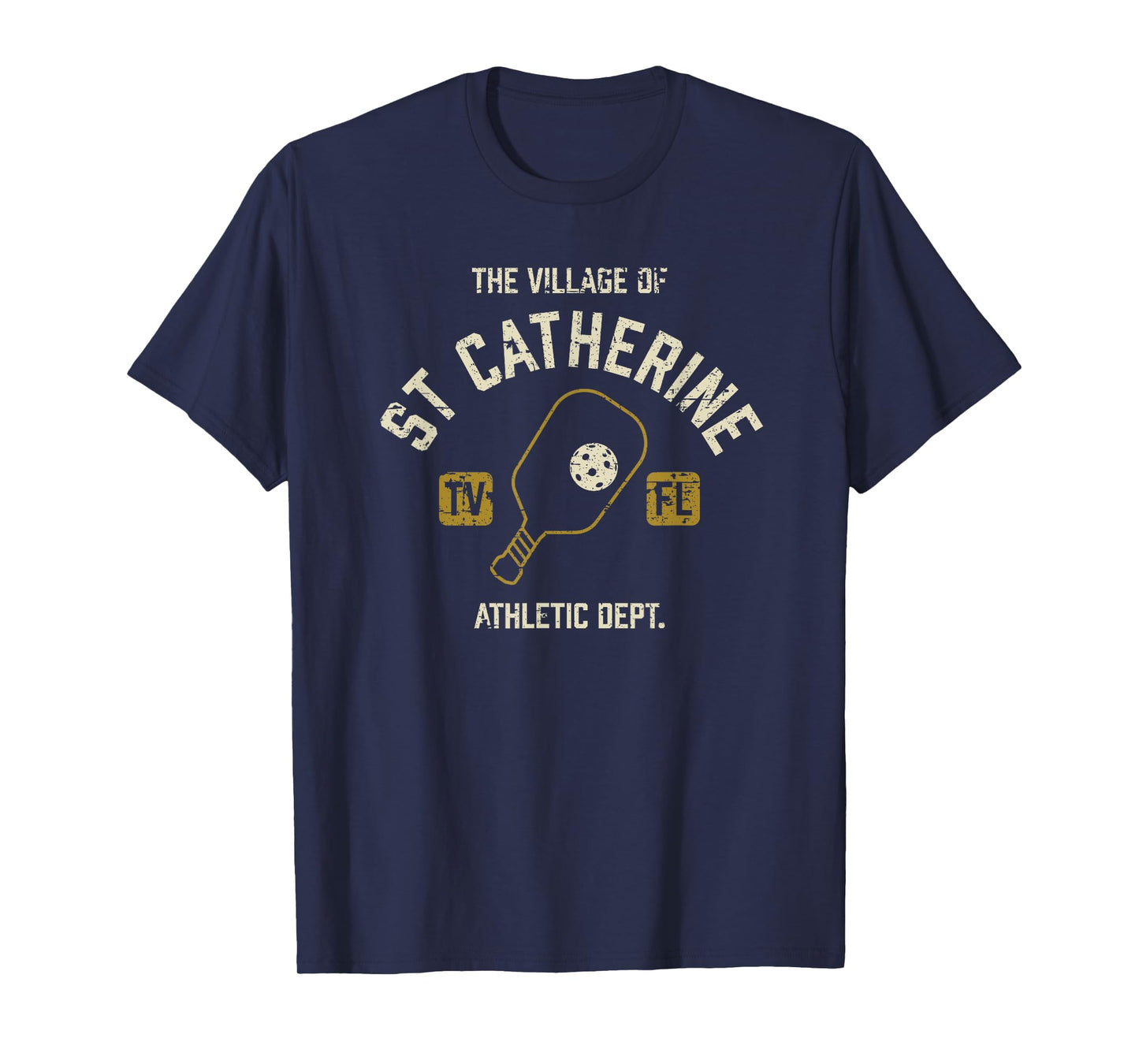 The Village of St Catherine Pickleball Distressed Design T-Shirt