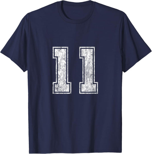 Number 11 T-Shirt Vintage Eleven Tee Sports Design T-Shirt
