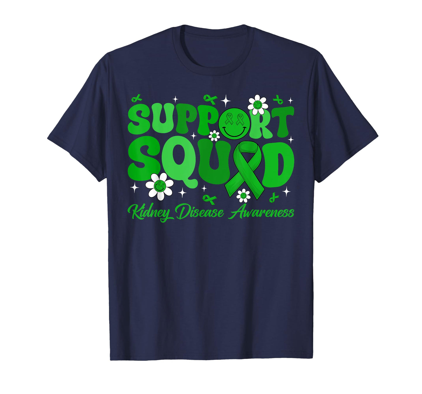 Groovy Support Squad Kidney Disease Awareness Green Ribbon T-Shirt