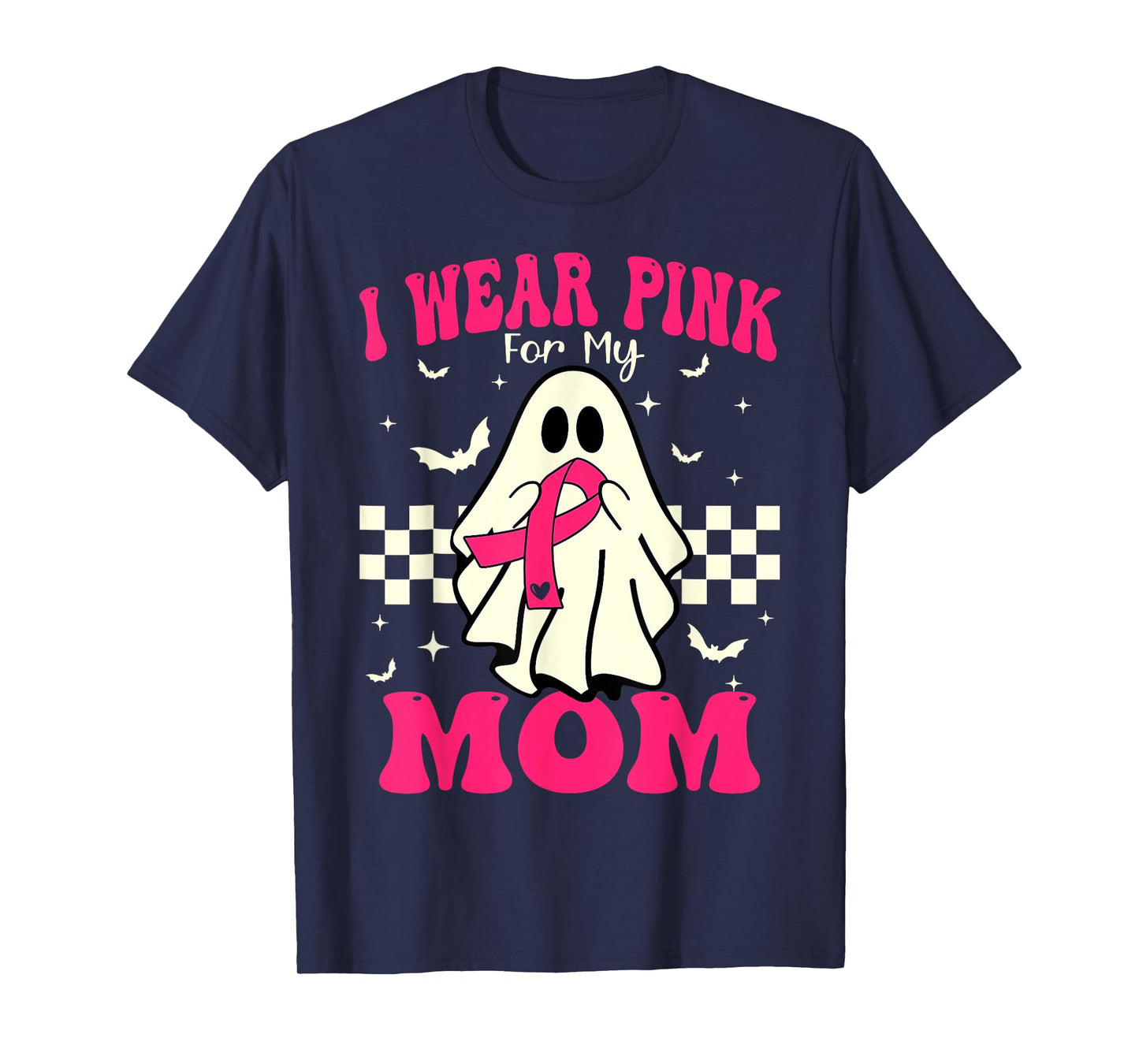 I Wear Pink for My Mom Ghost Halloween Breast Cancer T-Shirt
