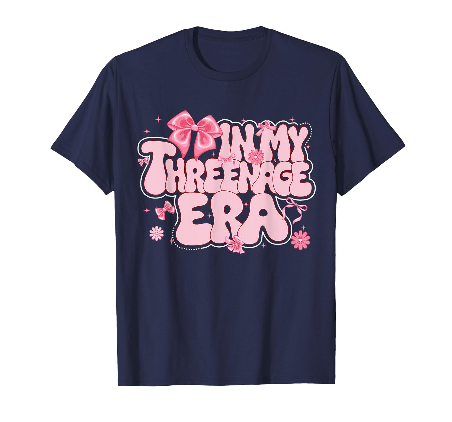 Kids In My Threenager Era 3rd Birthday Girl Coquette Bow T-Shirt