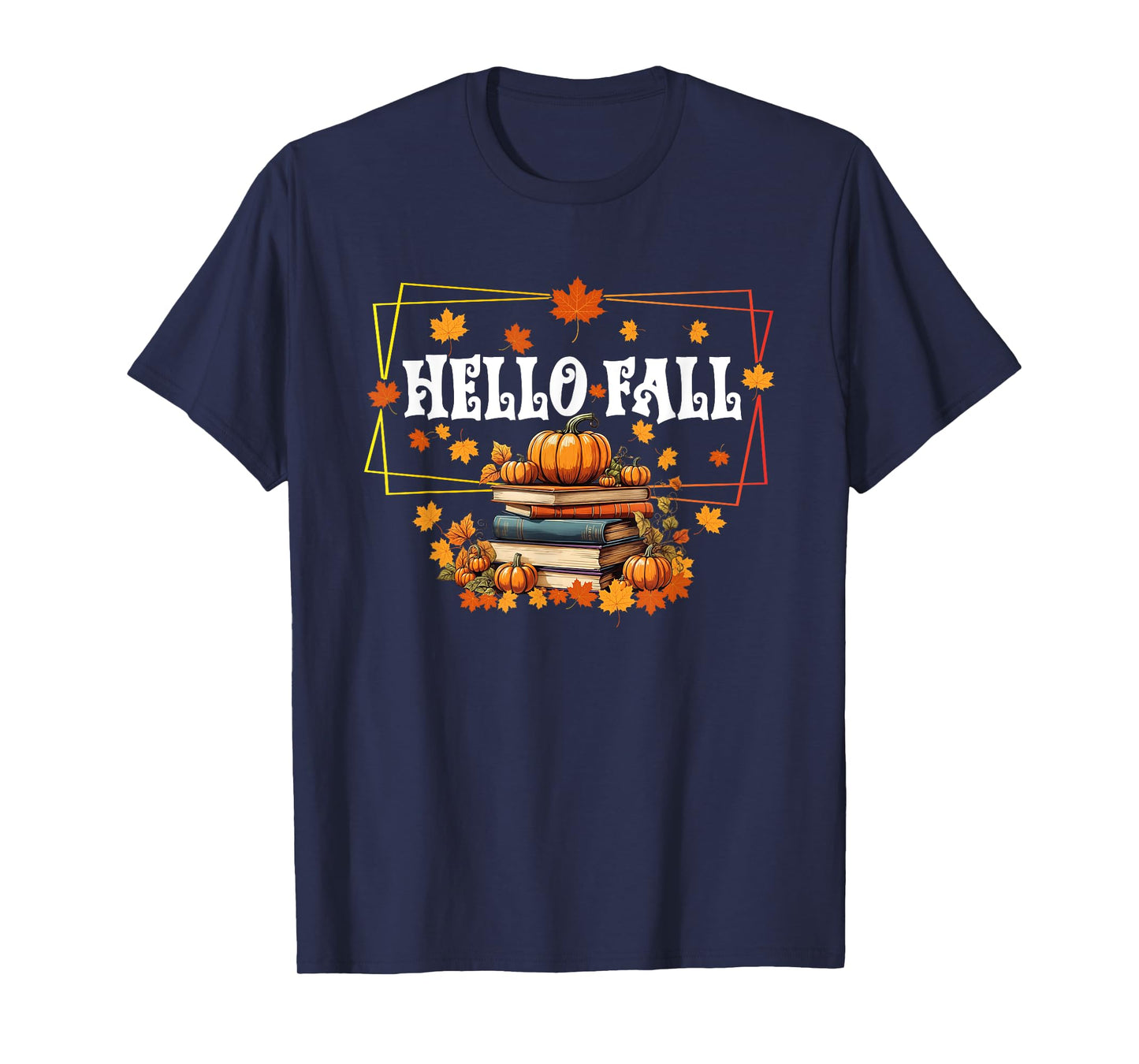 Hello Fall Gifts Pumpkin and Books Reading lovers in Autumn T-Shirt