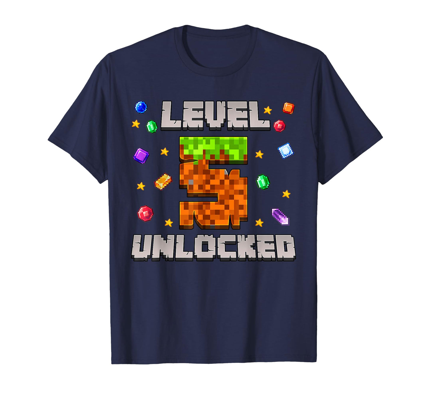 Birthday Boy Level 5 Unlocked 5th Birthday Video Game Pixel T-Shirt