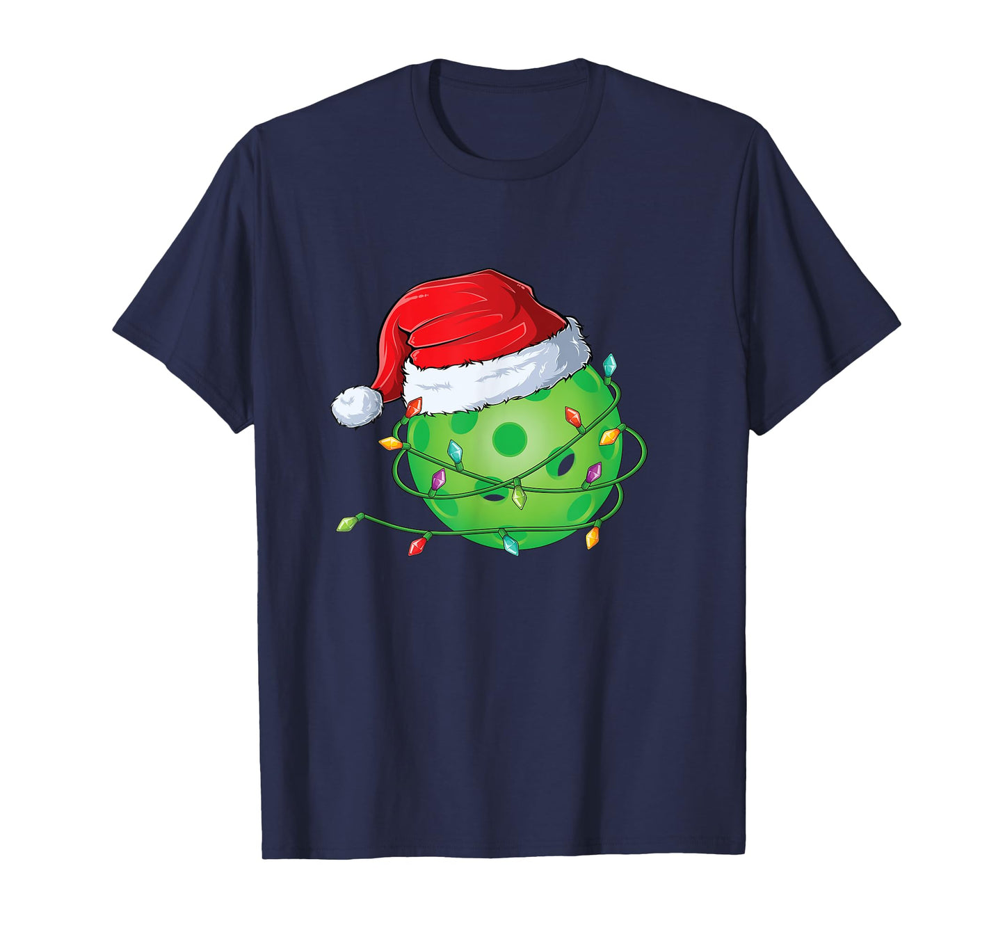 Christmas Pickleball in Santa Hat wrapped in Holiday Lights T-Shirt