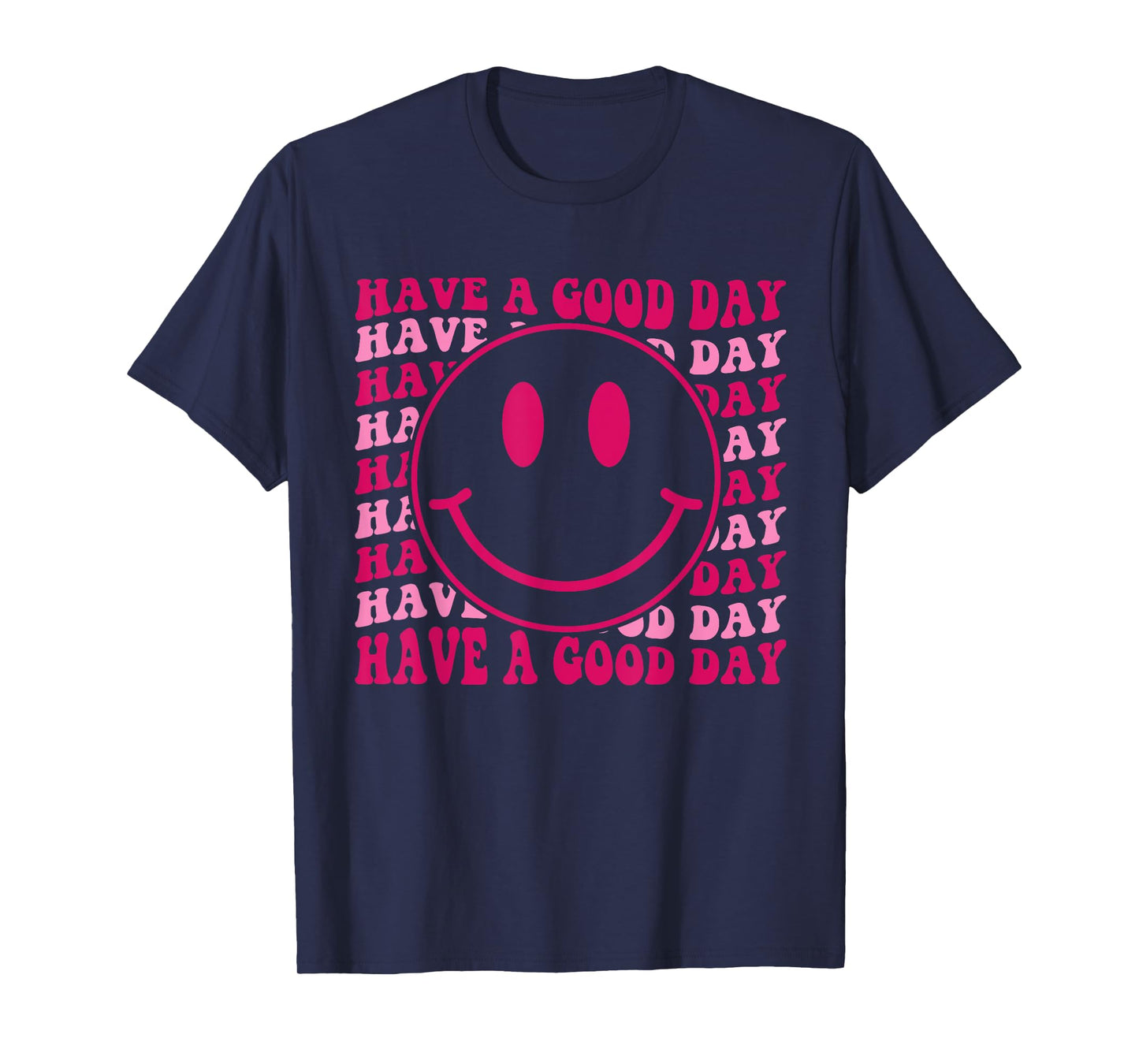 Retro Have A Good Day Happy Face Checkered Smile Face Trendy T-Shirt