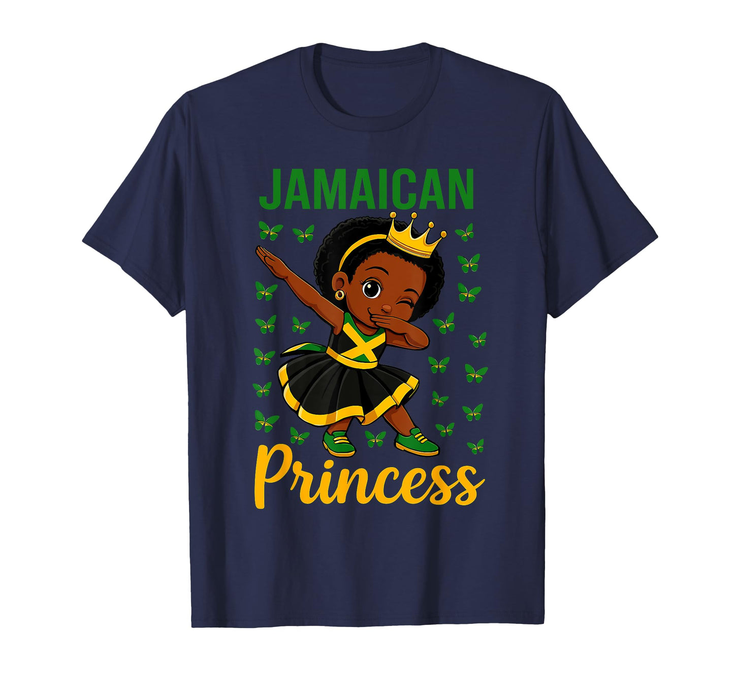 Dabbing Jamaican Princess Girl Jamaica Flag for Girls T-Shirt