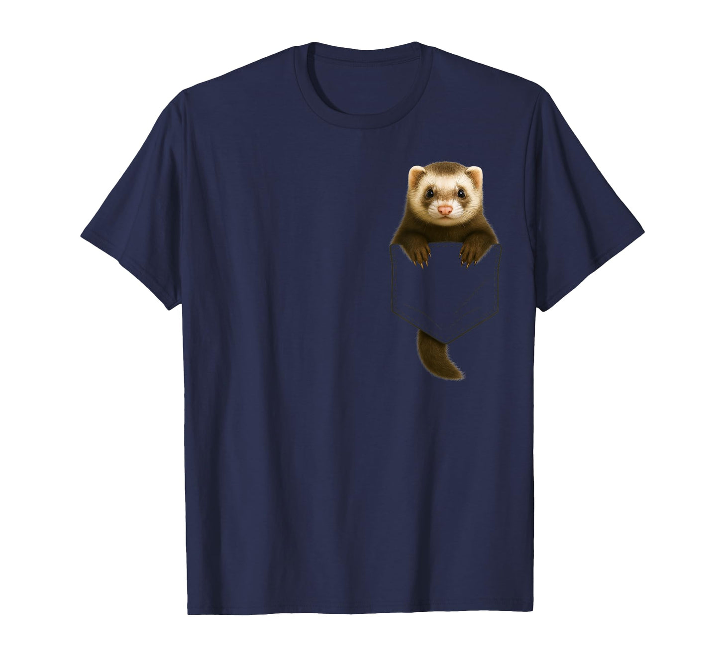 Cute Ferret Pocket Funny Gift For Men Women Kid Ferret Lover T-Shirt