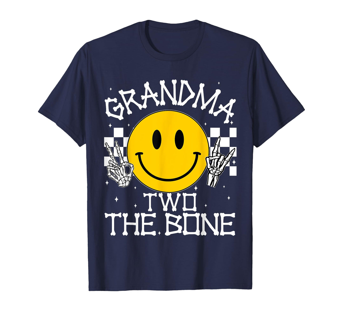 Grandma Two The Bone Smile Face Birthday Boy Family Matching T-Shirt