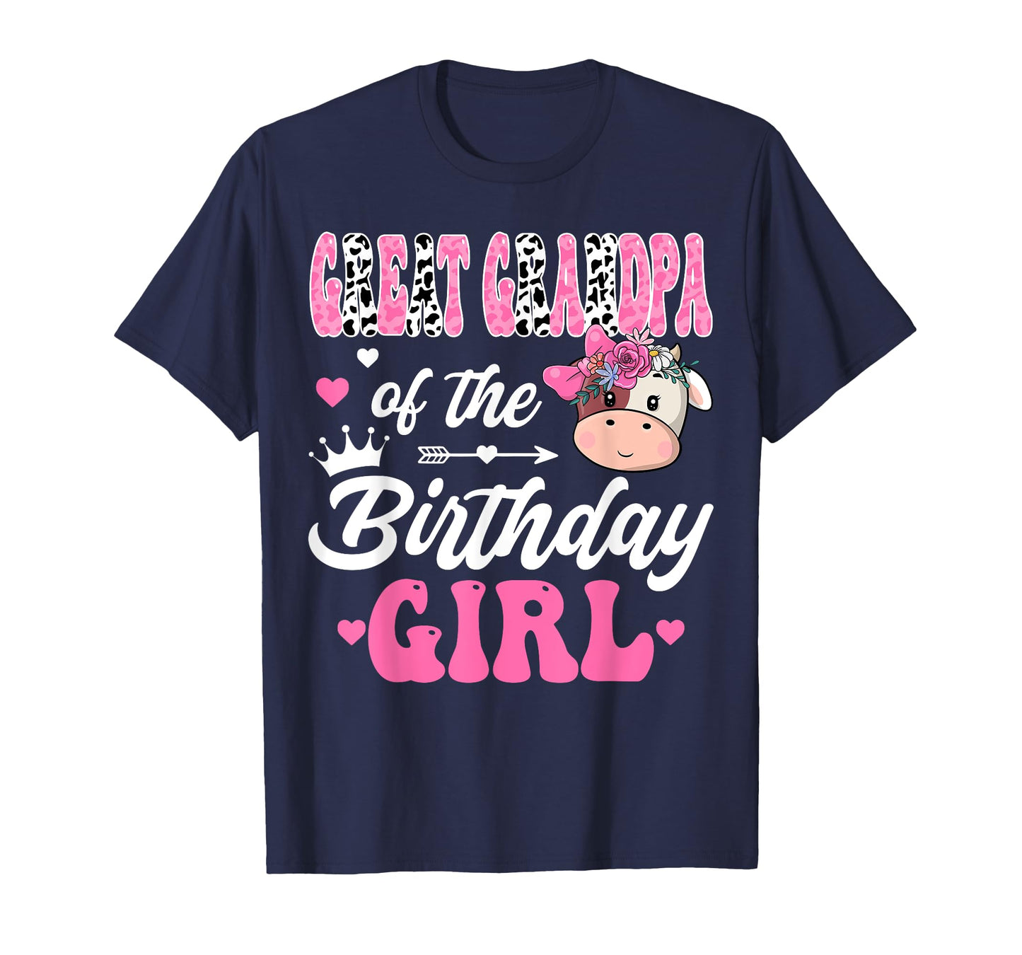 Great Grandpa Of The Birthday Girl Farm Cow 1St Bday Girl T-Shirt