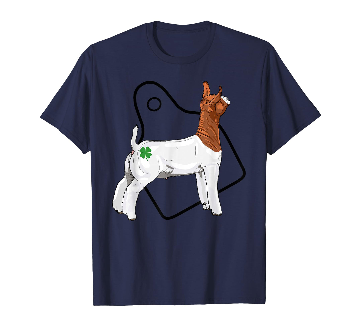 Show Market Wether Boer Goat Four Leaf Clover and Eartag T-Shirt